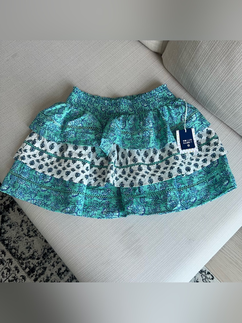 Roller Rabbit x Target Tiered Blue-Green Printed Ruffled Women's Skirt